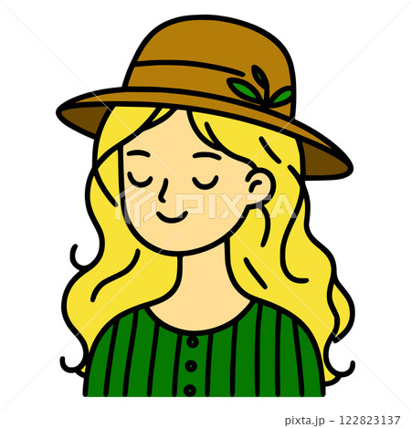 stylish simple vector of a blonde-haired woman with a hat generative ai stylish simple vector of a blonde-haired woman with a hat generative ai 122823137