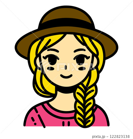 stylish simple vector of a blonde-haired woman with a hat generative ai stylish simple vector of a blonde-haired woman with a hat generative ai 122823138