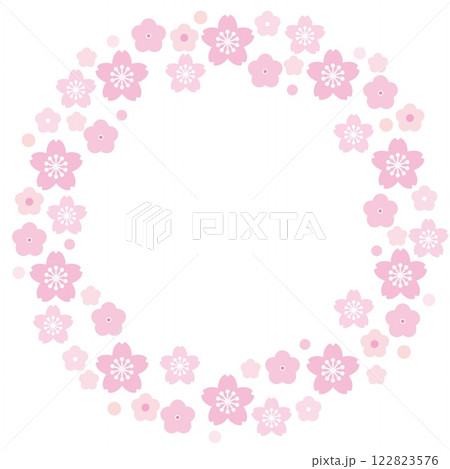 桜の花　フレーム　白背景 122823576