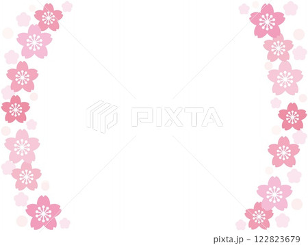 桜の花　フレーム　白背景 122823679