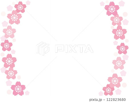 桜の花　フレーム　白背景 122823680