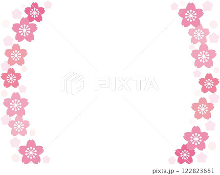 桜の花　フレーム　白背景 122823681