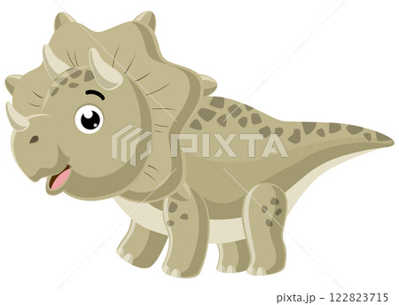 Cartoon little triceratops on white background 122823715