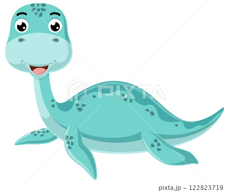 Cartoon little plesiosaurus on white background Cartoon little plesiosaurus on white background 122823719