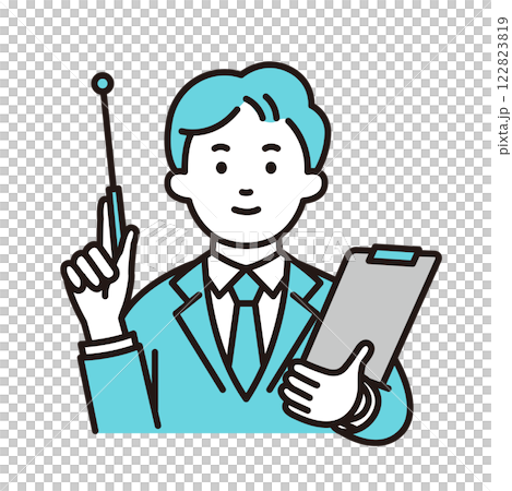 説明する若い会社員 122823819