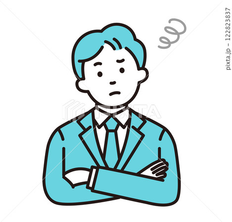 悩み腕を組む若い会社員 122823837