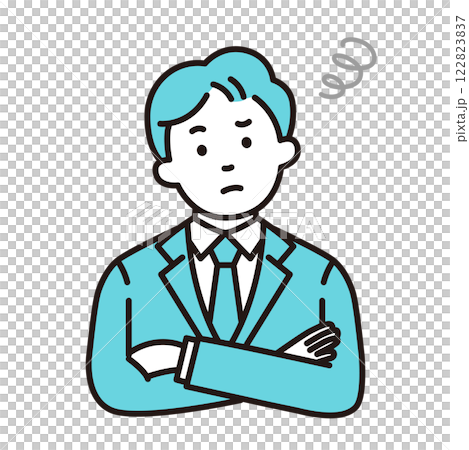 悩み腕を組む若い会社員 122823837