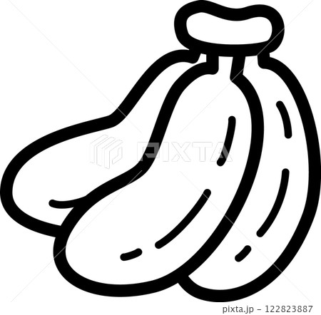 バナナ　三本一房　白黒線画ぬり絵 122823887