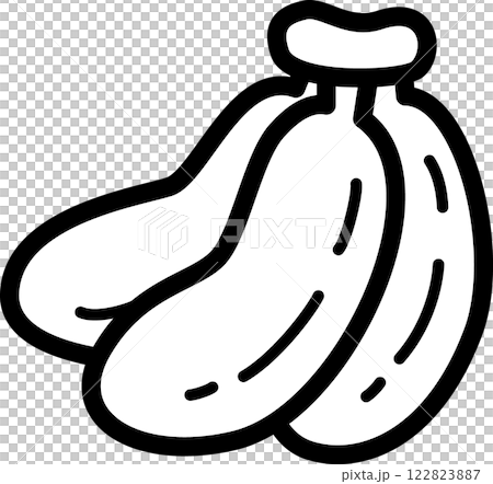 バナナ　三本一房　白黒線画ぬり絵 122823887