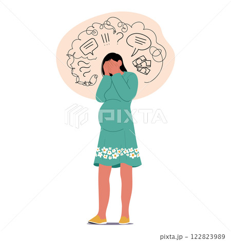 Upset pregnancy woman suffering from negative thoughts feeling worried due to life troubles 122823989