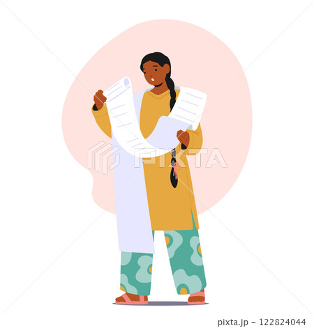 Young woman character checking to-do list daily schedule feeling shock due to unfinished tasks 122824044