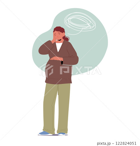 Frustrated depressed pregnant woman suffering from anxiety symptoms, obsessive thoughts and fears 122824051