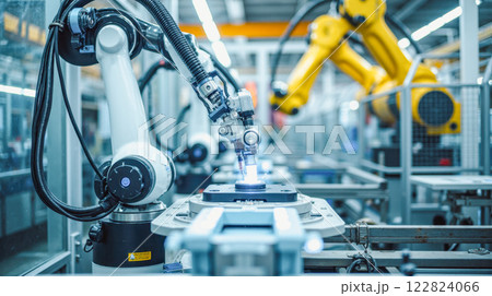 innovation in production lines. industrial manufacturing. automated manufacturing process in action 122824066
