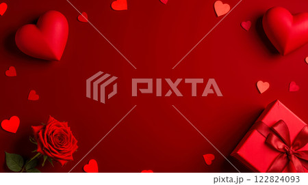 Valentine Day greeting card background with red roses and heart shapes, perfect for romantic occasions, love celebrations, elegant design, floral elements, love and flowers combination Valentine Day greeting card background with red roses and heart shapes, perfect for romantic occasions, love celebrations, elegant design, floral elements, love and flowers combination 122824093
