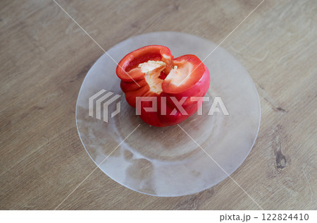 ripe sweet pepper on plate 122824410