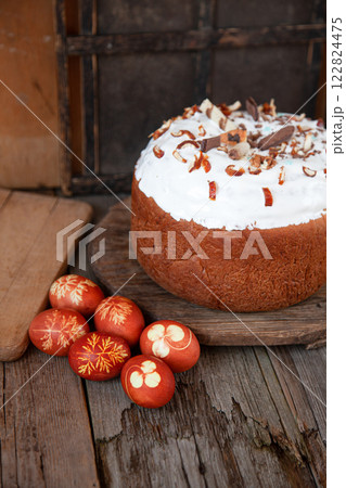 Easter food background. Easter food background. 122824475
