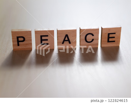 Promoting inner peace a creative display of letter blocks in a minimalist setting 122824615