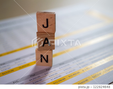January budget planning financial overview & document review at the office desk January budget planning financial overview & document review at the office desk 122824648