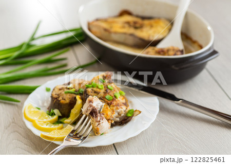 Gourmet dinner with juicy fish 122825461