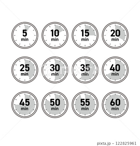 シンプルな5分刻みの時計素材セット シンプルな5分刻みの時計素材セット 122825961