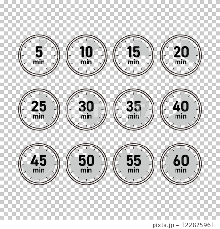 シンプルな5分刻みの時計素材セット シンプルな5分刻みの時計素材セット 122825961