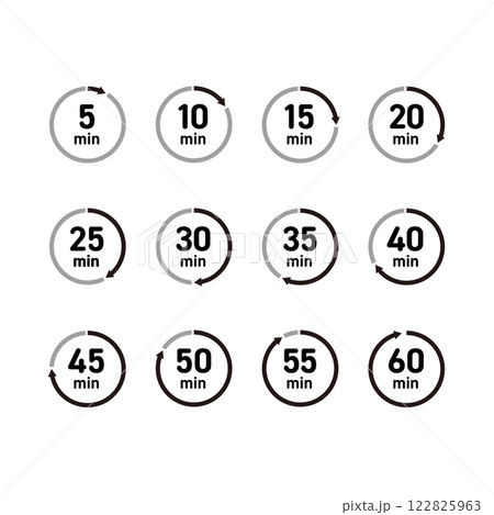 シンプルな5分刻みの時計素材セット シンプルな5分刻みの時計素材セット 122825963