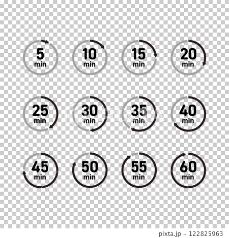 シンプルな5分刻みの時計素材セット シンプルな5分刻みの時計素材セット 122825963