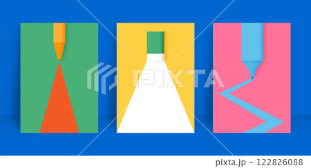 School stationery grain texture design minimal modern flat colorful A4 size for Book cover, Annual report, Magazine, Poster, Flyer, Brochure, Portfolio, Business presentation, Banner, website template 122826088