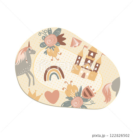 Cute kids sticking eye plaster with flowers and unicorn pattern. Isolated vector illustration. Amblyopia, strabismus, or lazy eye treatment concept. Cute kids sticking eye plaster with flowers and unicorn pattern. Isolated vector illustration. Amblyopia, strabismus, or lazy eye treatment concept. 122826502