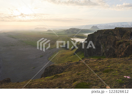 Colorful sunset over the mountains. Fantastic views of the landscape in Iceland. Beauty world 122826612
