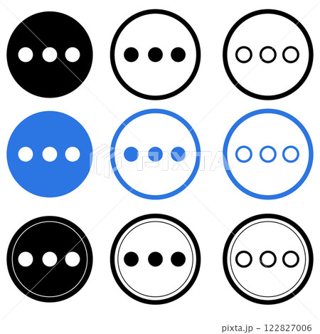 see more detail icon. more details button. push to get more dots symbol. flat style. 122827006