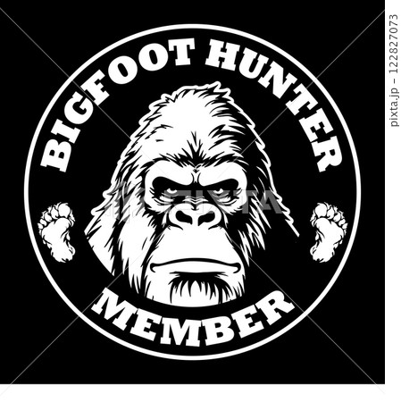 Bigfoot hunter member t-shirt design, bigfoot t-shirt design for adventure lovers Bigfoot hunter member t-shirt design, bigfoot t-shirt design for adventure lovers 122827073