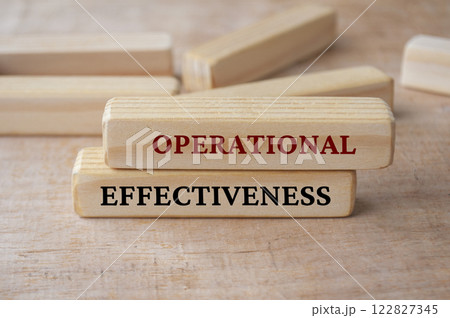 Operational Effectiveness text on wooden blocks. Operational excellence and effectiveness methodology Operational Effectiveness text on wooden blocks. Operational excellence and effectiveness methodology 122827345