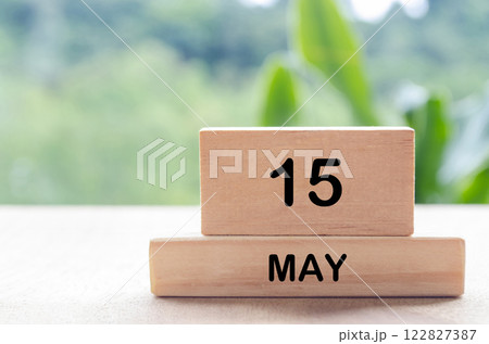 15 May text on wooden blocks with customizable space for text or messages. Month and copy space concept 15 May text on wooden blocks with customizable space for text or messages. Month and copy space concept 122827387