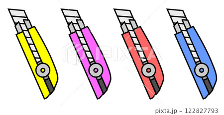 紙を綺麗にカットして切断できるカッターナイフのイラスト 122827793
