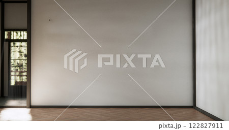 Muji style Empty room minimal with wood panels wall background 122827911