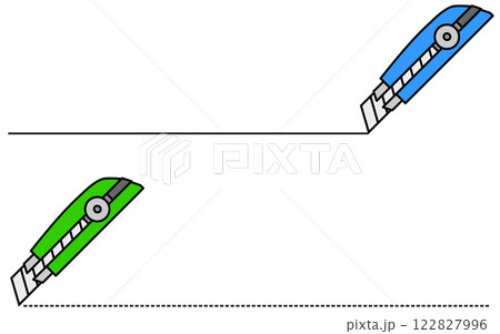 カッターナイフで切断した切断面のライン カッターナイフで切断した切断面のライン 122827996