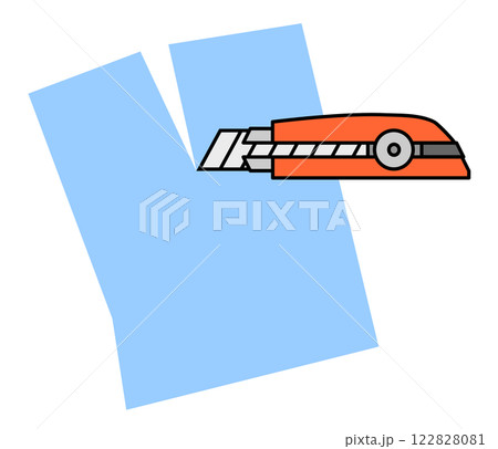 紙を綺麗にカッターナイフで切断したイラスト 122828081