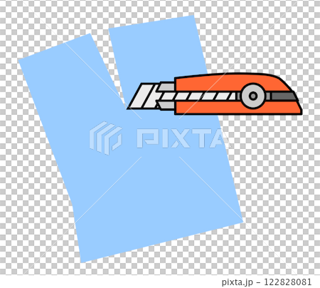 紙を綺麗にカッターナイフで切断したイラスト 122828081