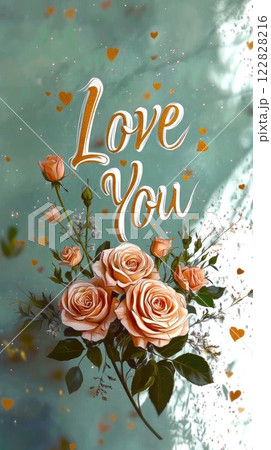 Floral greeting card and I love you text 122828216