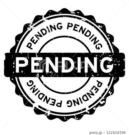 Grunge black pending word round rubber seal stamp on white background 122828396