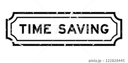 Grunge black time saving word rubber seal stamp on white background 122828445