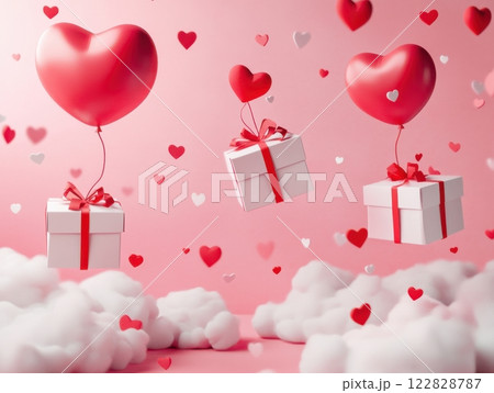 composite image of red heart and gift boxes 122828787
