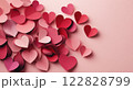 paper hearts on pink background 122828799