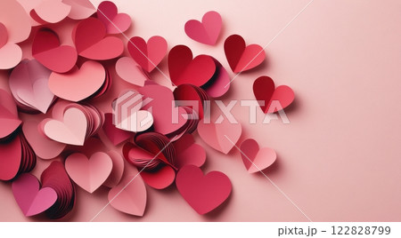 paper hearts on pink background 122828799