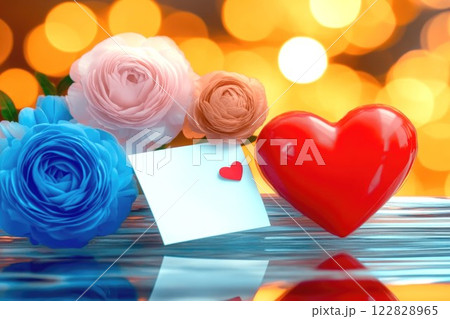 Love letter greeting card with red heart, conceptual image with copy space 122828965