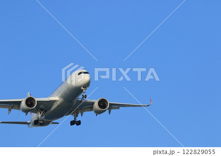 羽田空港に着陸する旅客機 飛行機の着陸進入 羽田空港に着陸する旅客機 飛行機の着陸進入 122829055