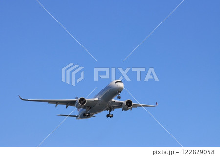 羽田空港に着陸する旅客機　飛行機の着陸進入 122829058