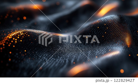 Dynamic Abstract Digital Waves with Glowing Dots Artwork 122829427
