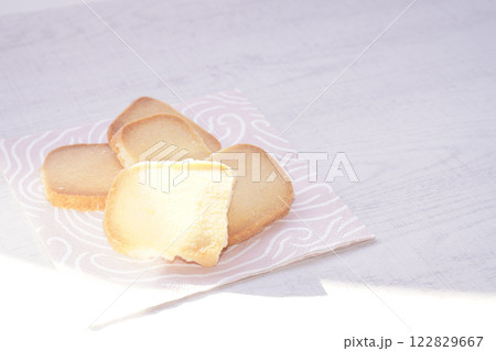 Homemade shortbread cookies with bright background. 122829667